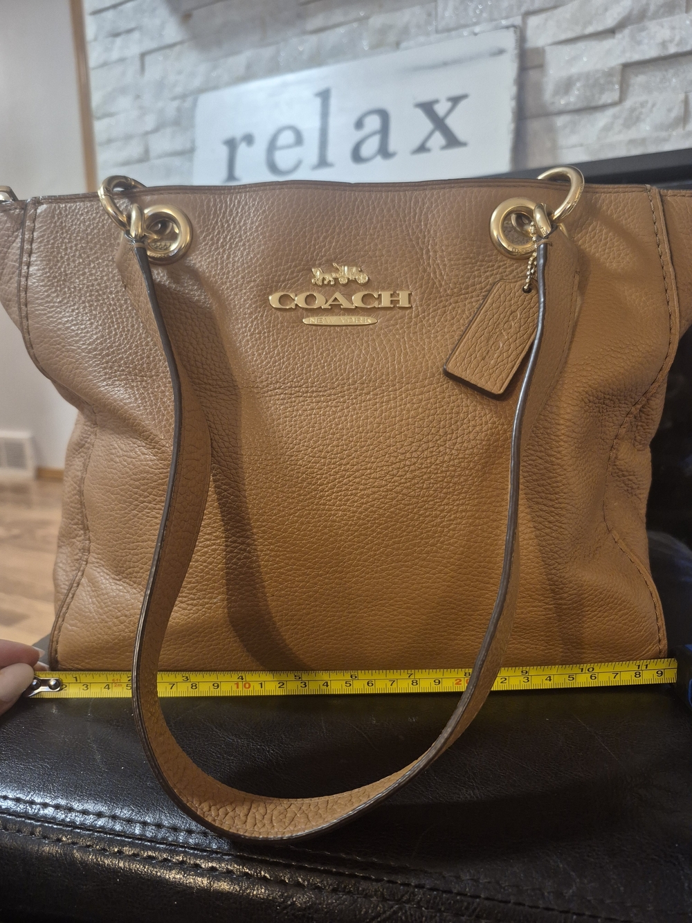 Coach Pebbled Leather Shoulder Bag in Saddle Brown